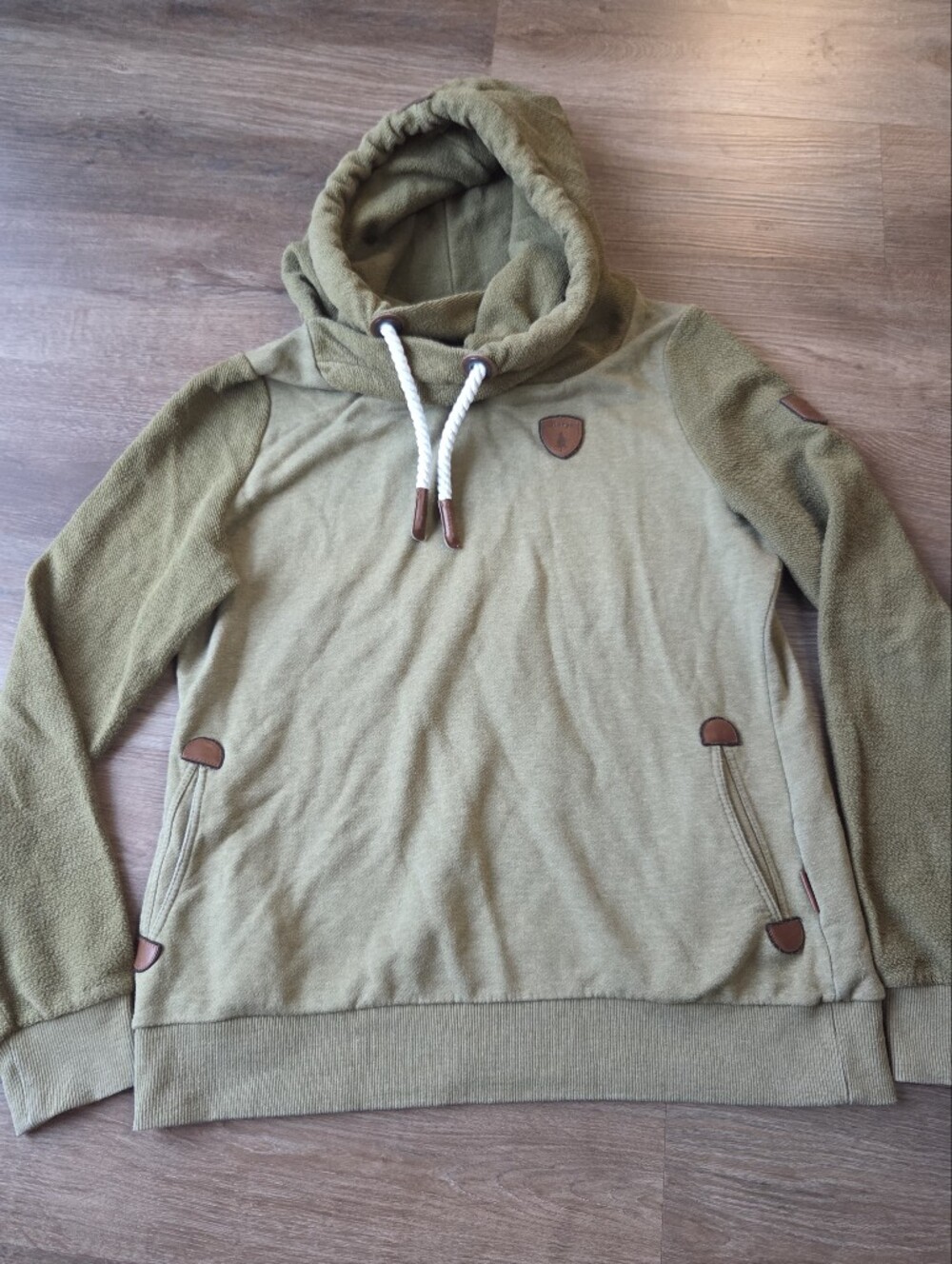 Wanakome Artemis Heather Olive Green Cowl Neck Womens Sweater Pullover size XL